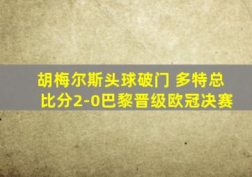 胡梅尔斯头球破门 多特总比分2-0巴黎晋级欧冠决赛